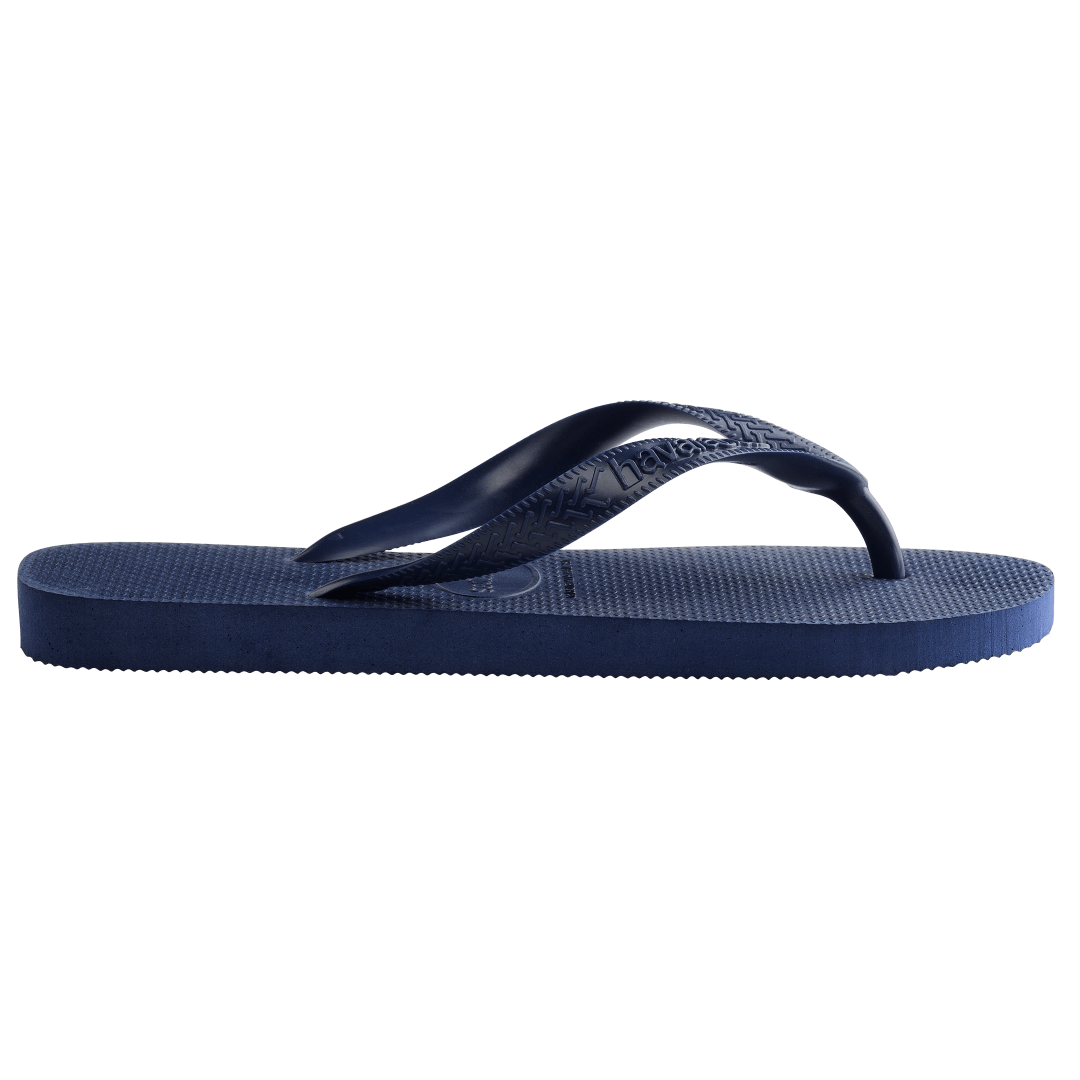 Men's navy flip flop side view