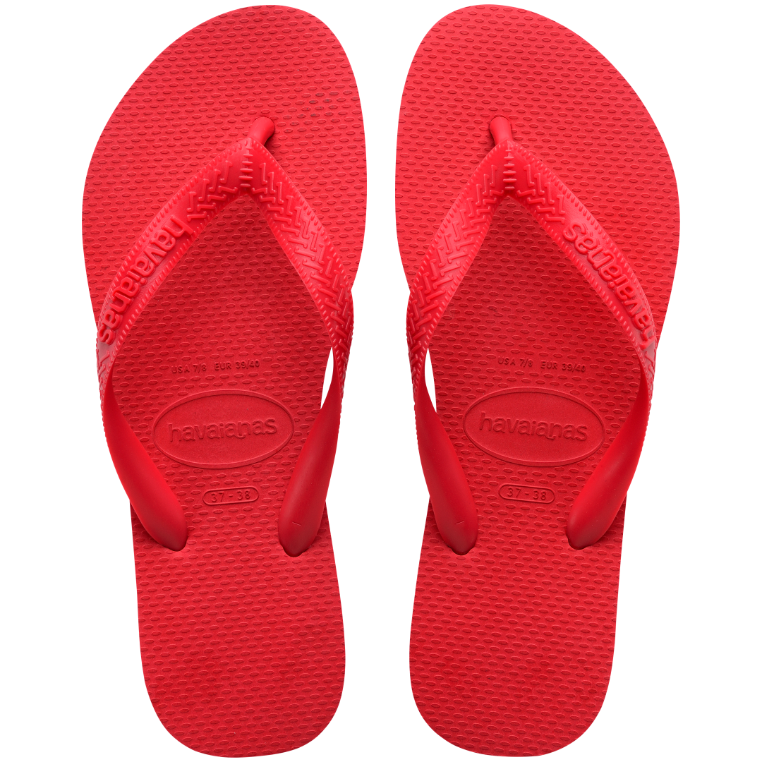 Kids' red flip flops top view