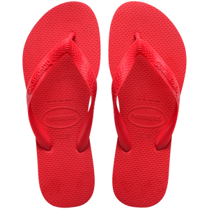 Kids' red flip flops top view