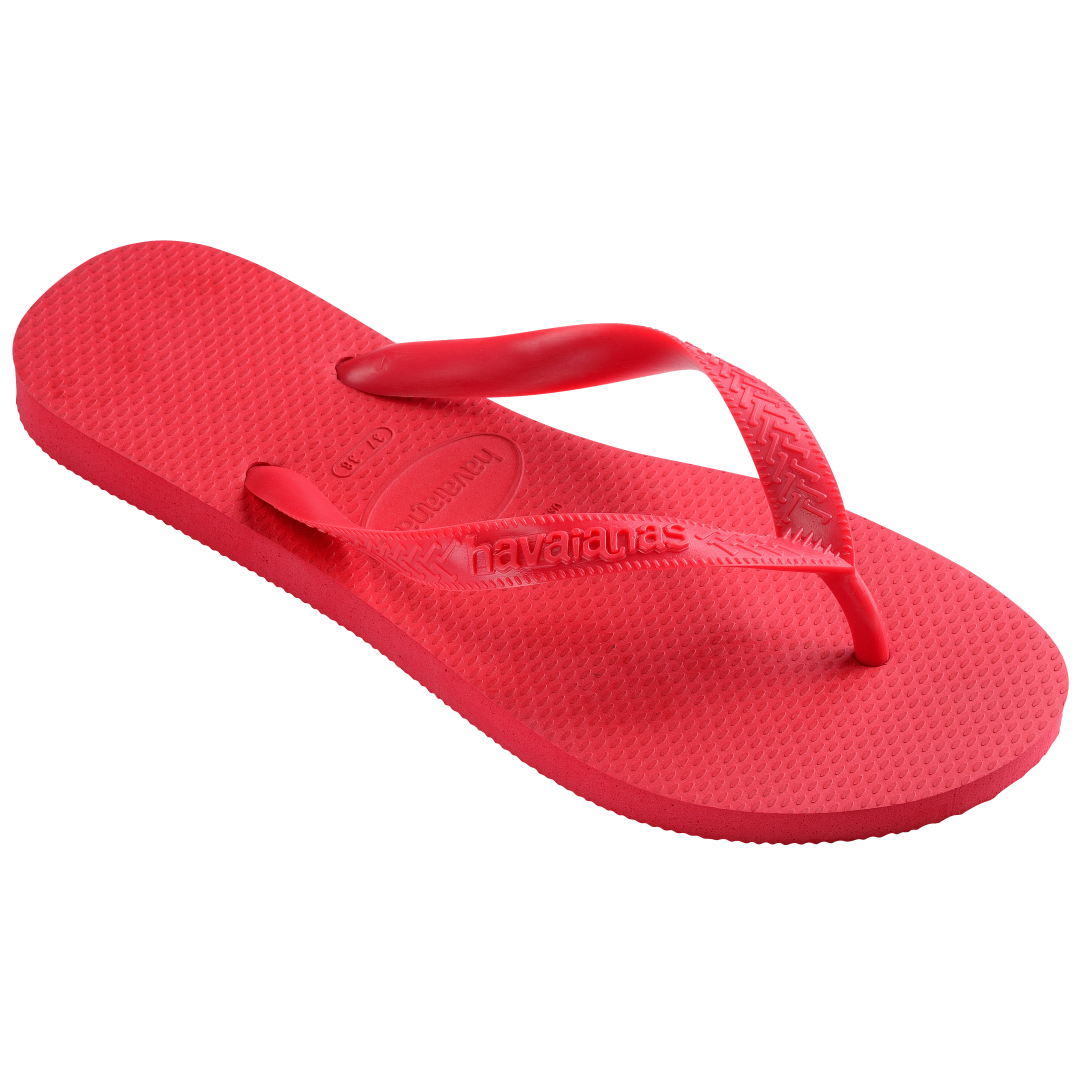 Kids' red flip flops right 3/4 view