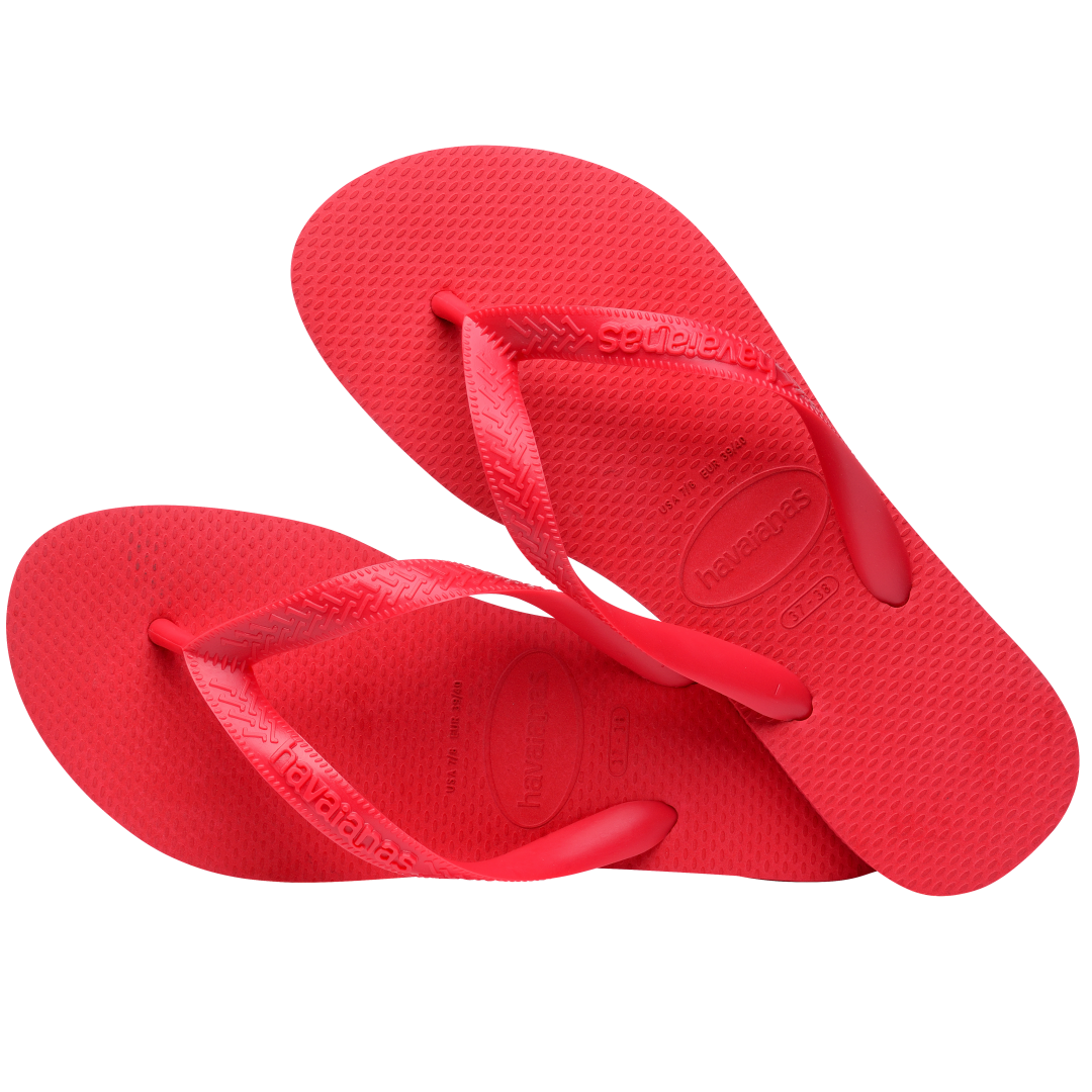 Kids' red flip flops alternate top view