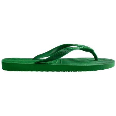 green flip flops with green straps, side view