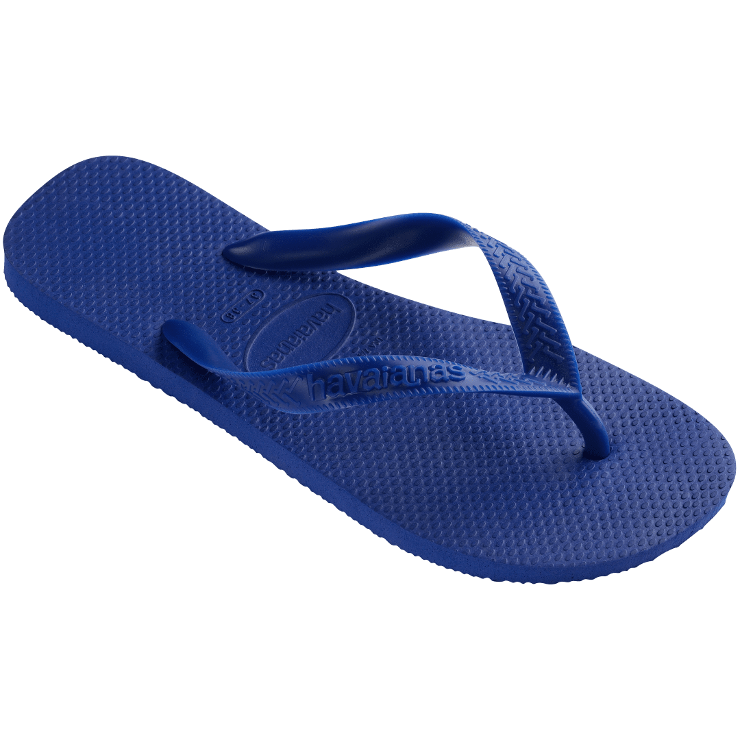 Men's cobalt blue flip flop 3/4 side view