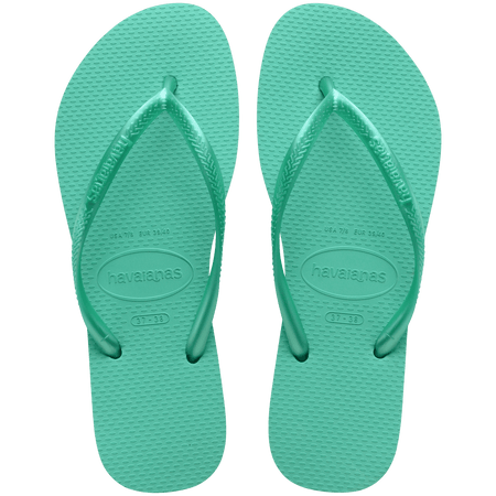 Kids' foam green flip flop with metallic green straps top view