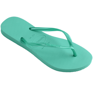 Kids' foam green flip flop with metallic green straps 3/4 side view