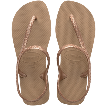 Sand colored sandal top view