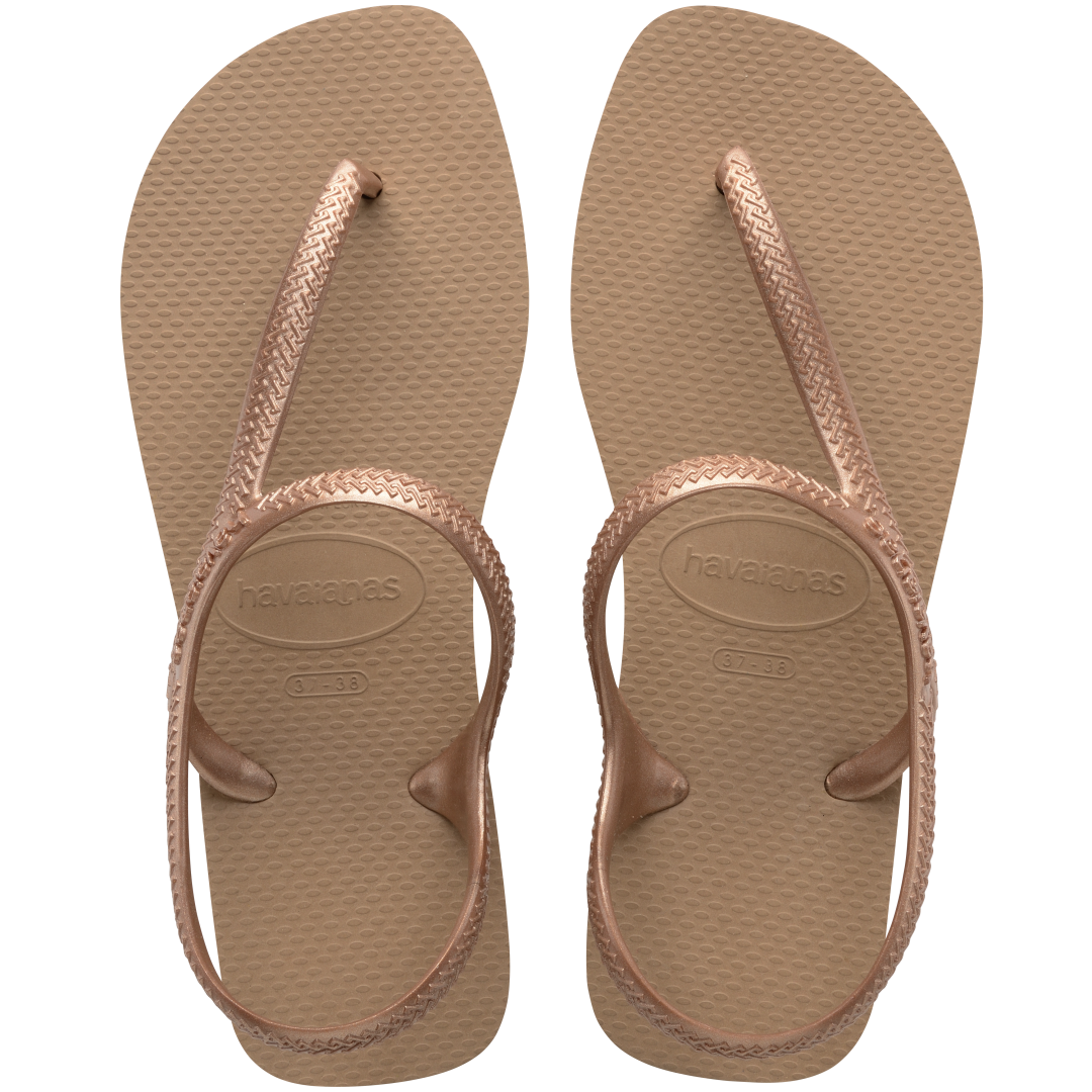 Sand colored sandal top view