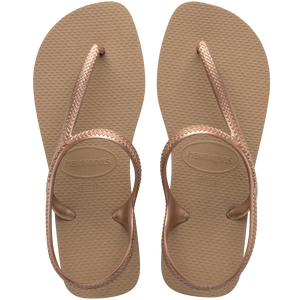 Sand colored sandal top view