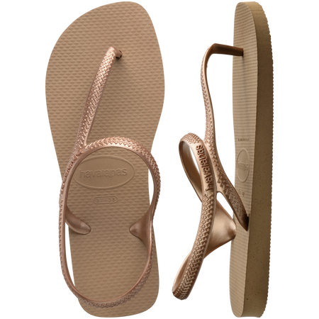 Sand colored sandal top view and side view combination