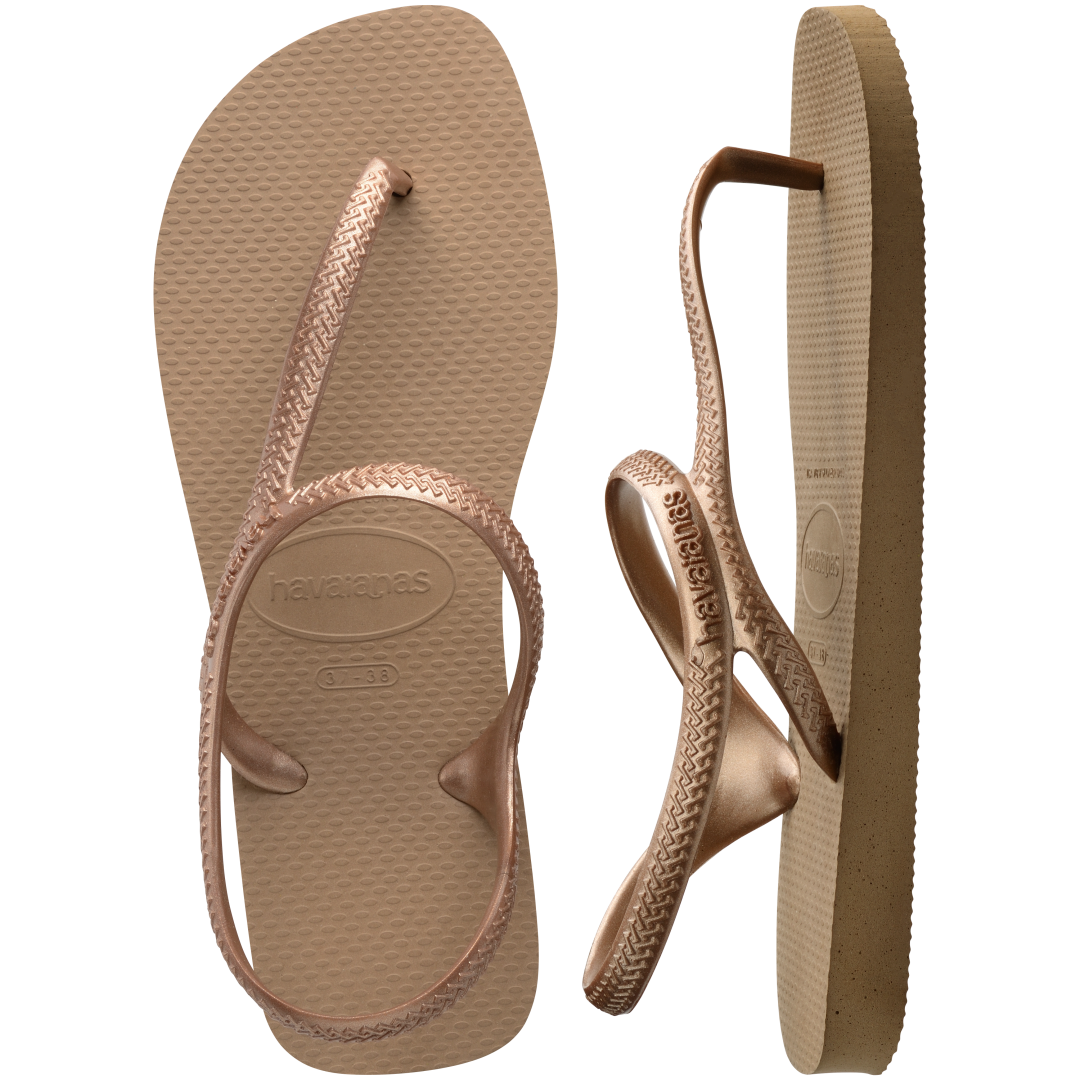 Sand colored sandal top view and side view combination