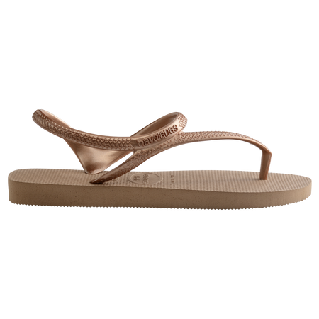 Sand colored sandal side view