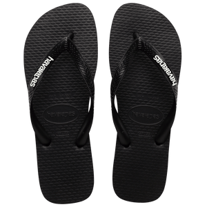 Kids' black flip flops top view