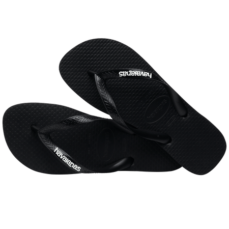 Kids' black flip flops with white stripe contrast sole alternate view