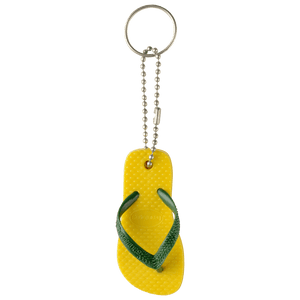 Yellow and green flip flop keychain