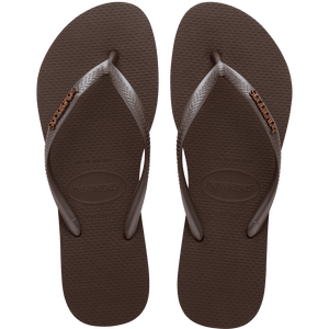 Women's Slim Logo Metallic Flip Flops