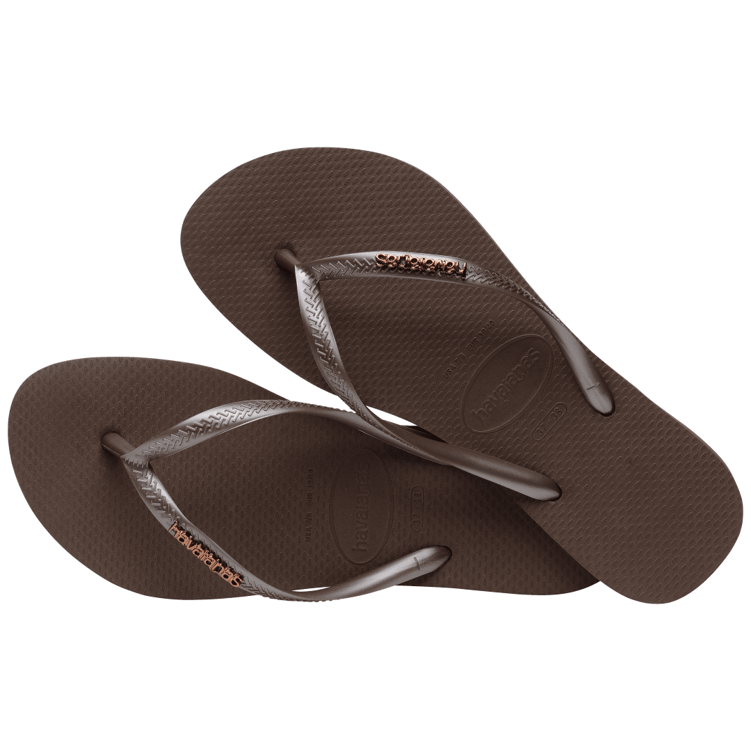 Women's Slim Logo Metallic Flip Flops