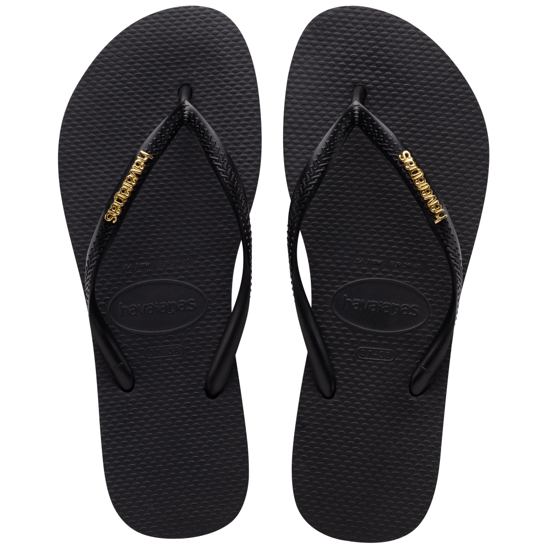 Kids' Slim Logo Metallic Flip Flops