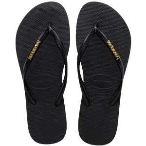 Women's Slim Logo Metallic Flip Flops