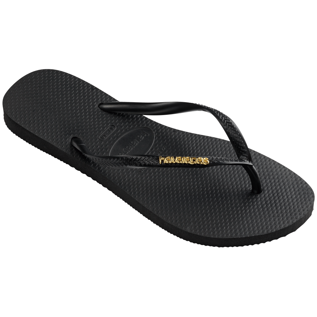 Kids' Slim Logo Metallic Flip Flops