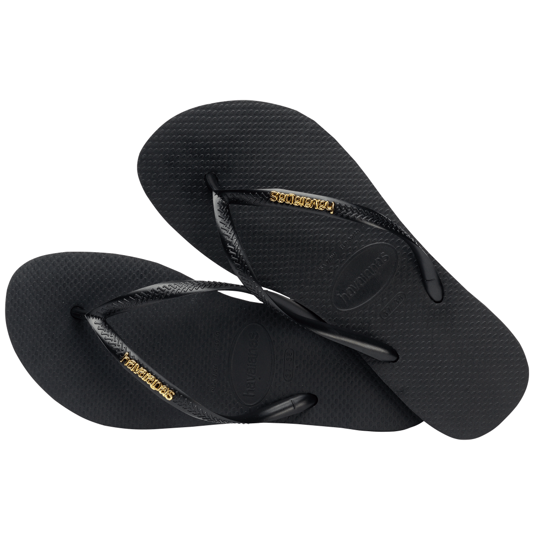 Kids' Slim Logo Metallic Flip Flops