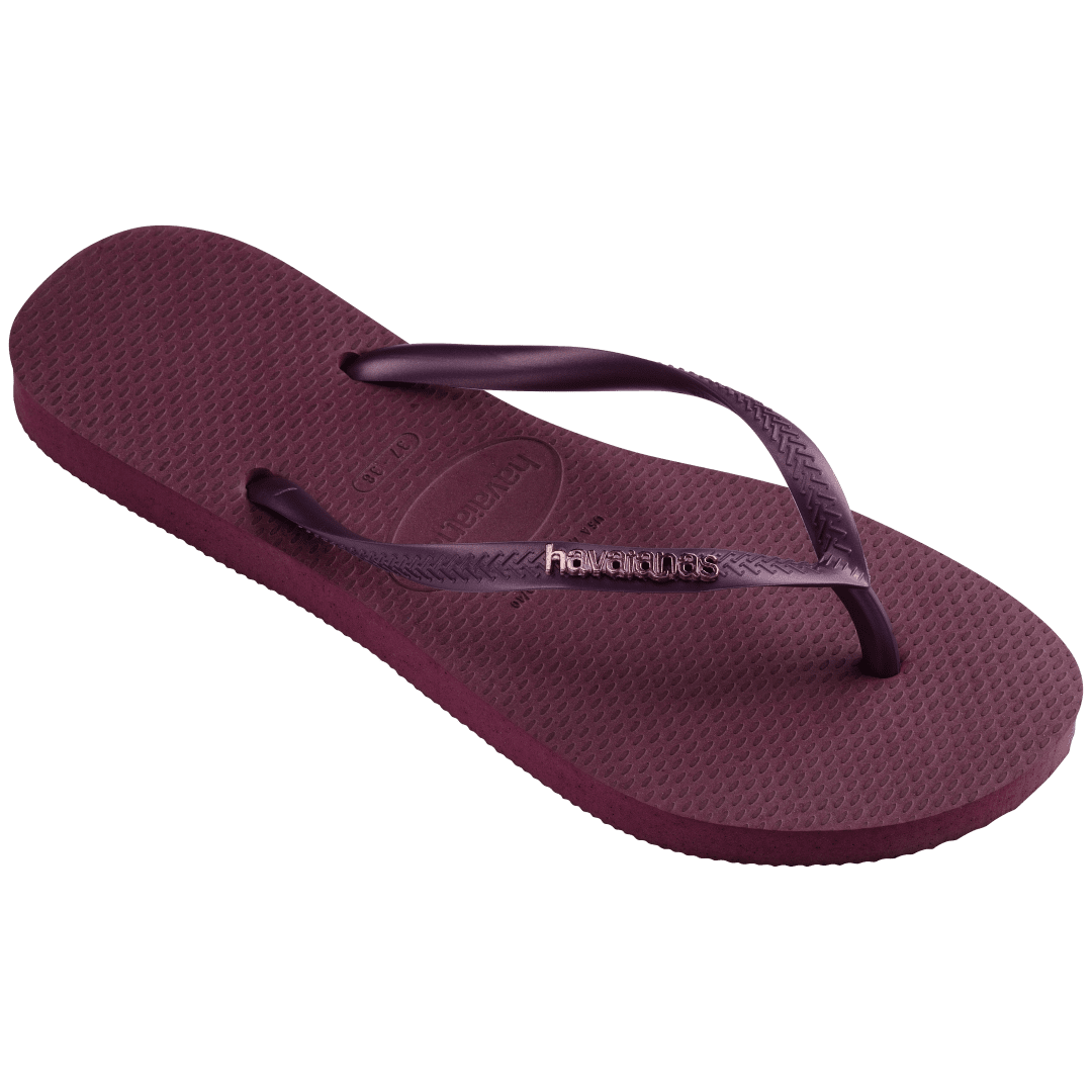 Women's Slim Logo Metallic Flip Flops