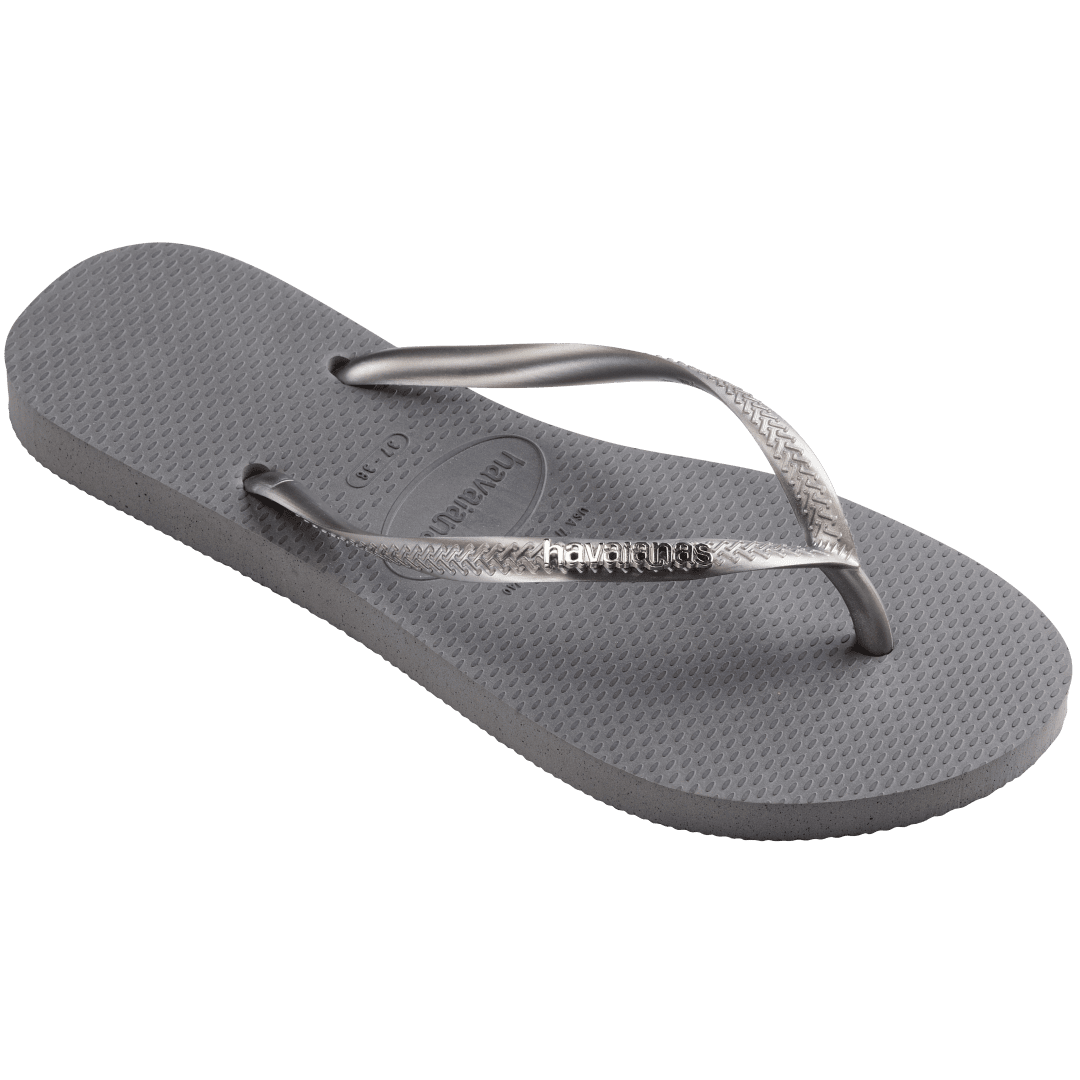 Women's Slim Logo Metallic Flip Flops