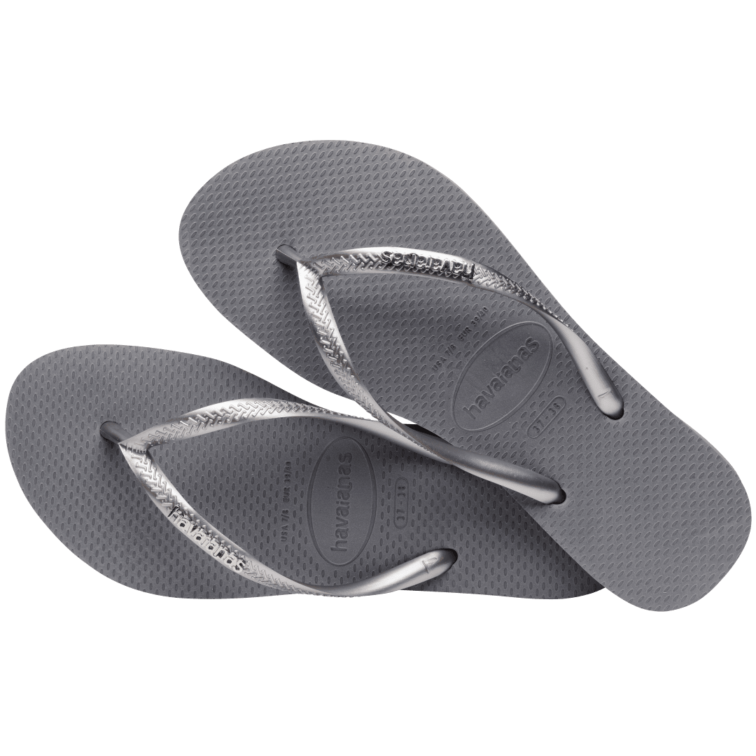 Women's Slim Logo Metallic Flip Flops