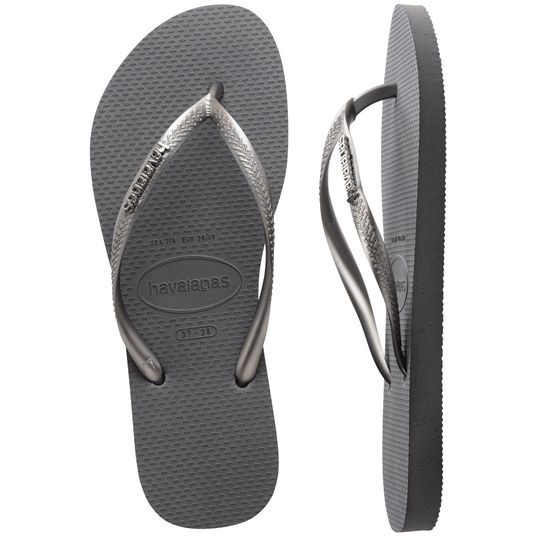 Women's Slim Logo Metallic Flip Flops