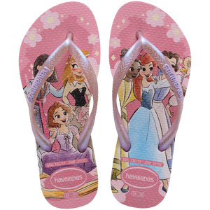 Pink Disney princess flip flop top view