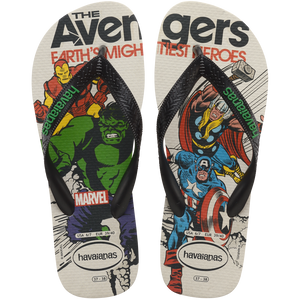 Kids' Marvel's Avengers multicolor flip flop featuring Hulk, Captain America, Thor and Iron Man, top view