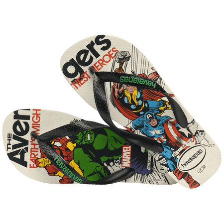 Kids' Marvel's Avengers multicolor flip flop featuring Hulk, Captain America, Thor and Iron Man, alternate top view