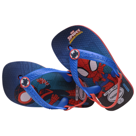 Baby Marvel's Spiderman flip flops with back strap alternate top view