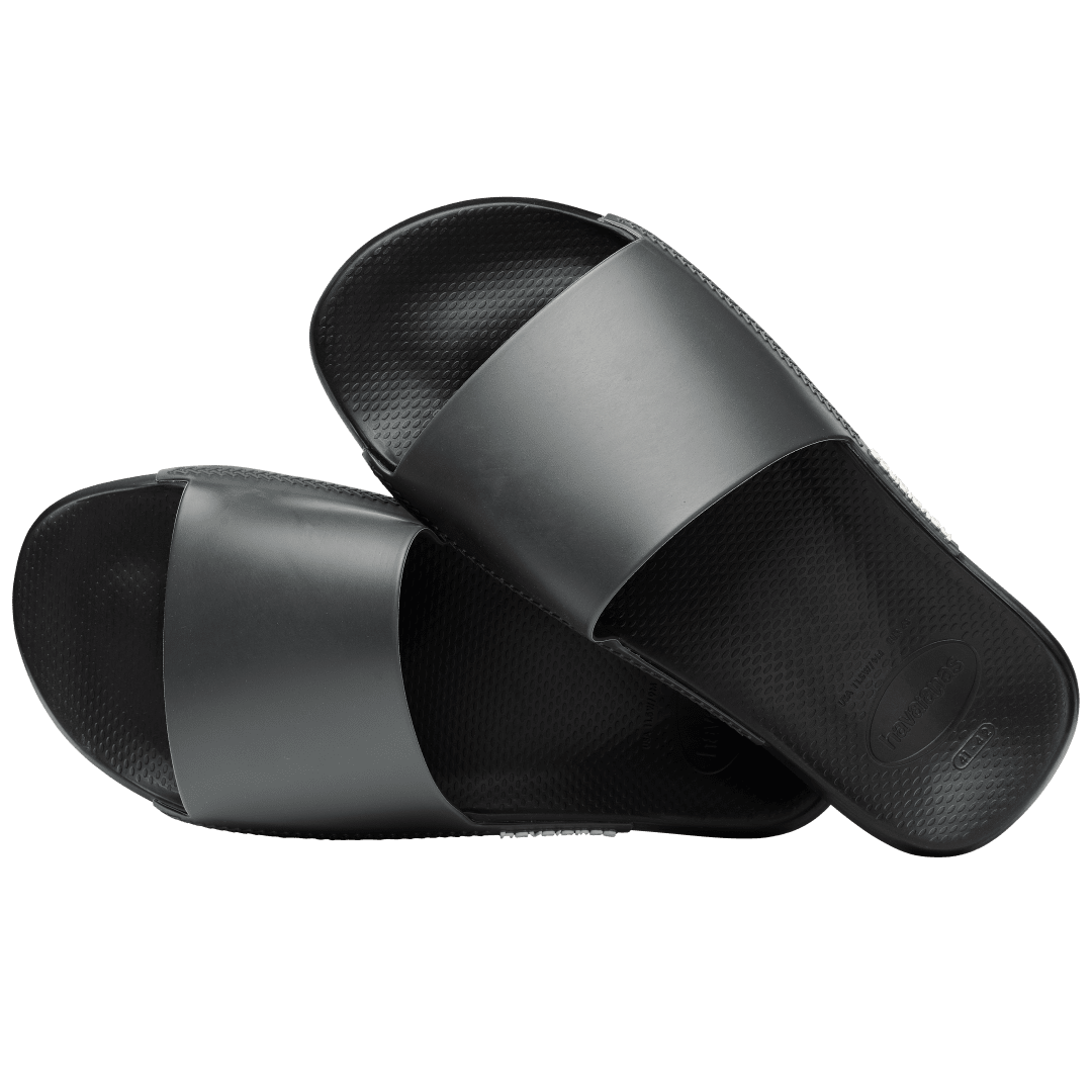 Men's black slides alternate top view