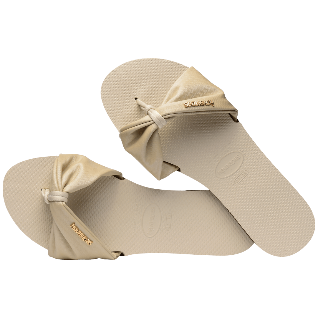 Women's cream sandal with bow detail, alternate top view