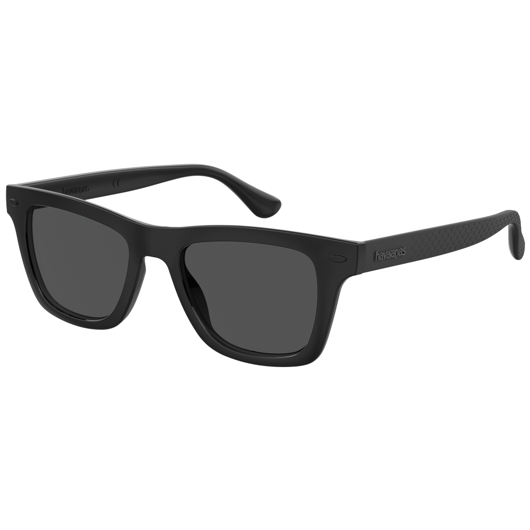 Men's black sunglasses, front-left view 