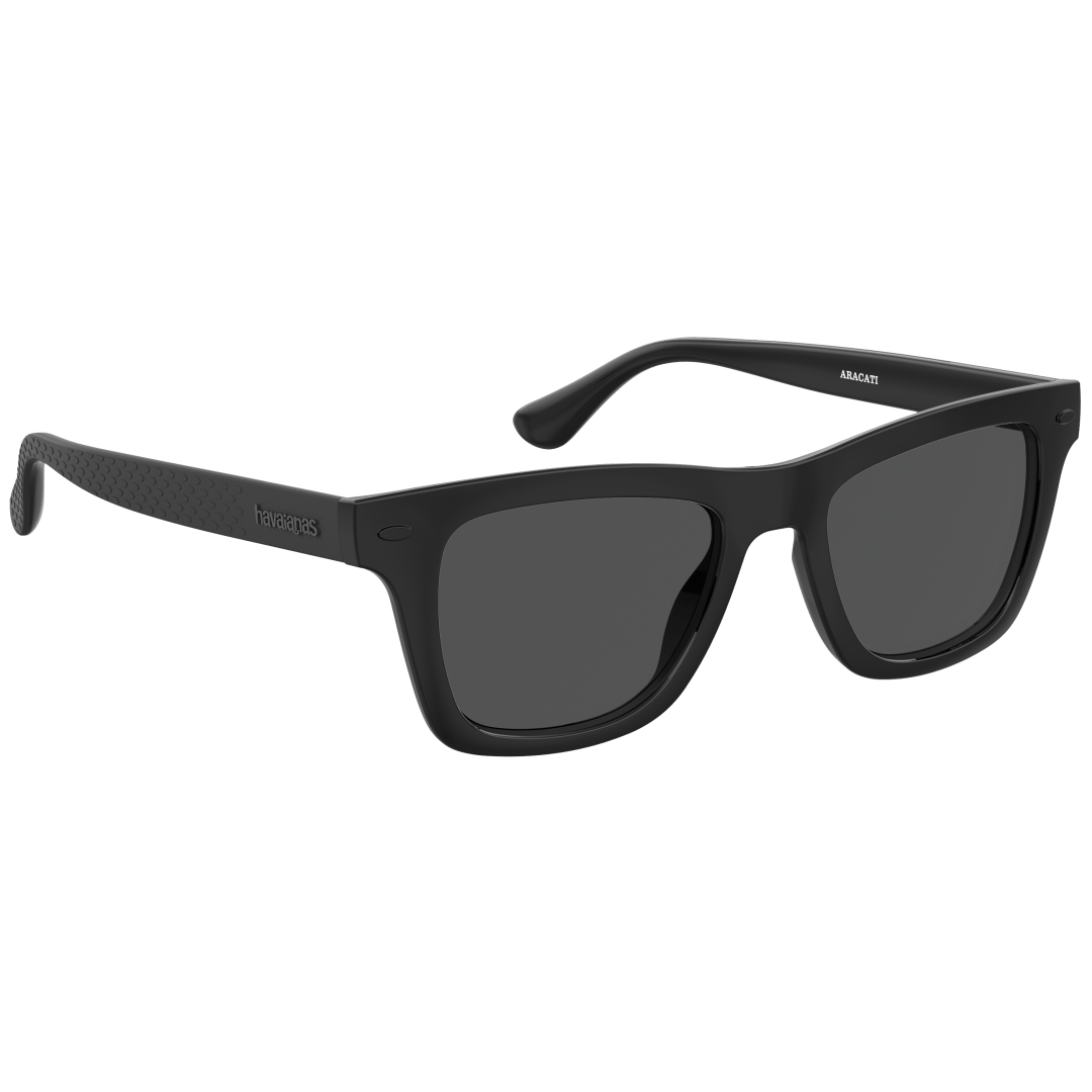 Men's black sunglasses, front-right view 