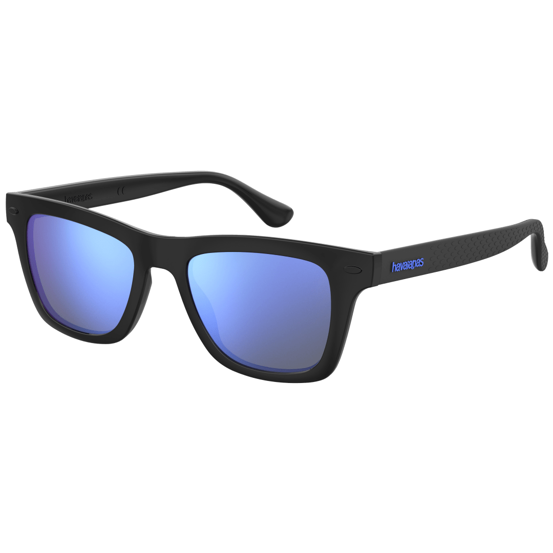 Men's black and blue sunglasses, front-left view