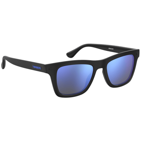 Men's black and blue sunglasses, front-right view