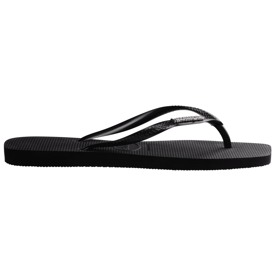 Women's Slim Square Logo Metallic Flip Flops