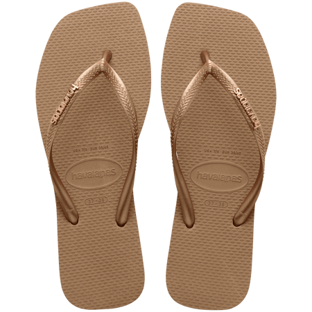 Women's Slim Square Logo Metallic Flip Flops