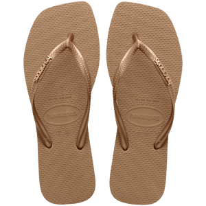 Women's Slim Square Logo Metallic Flip Flops