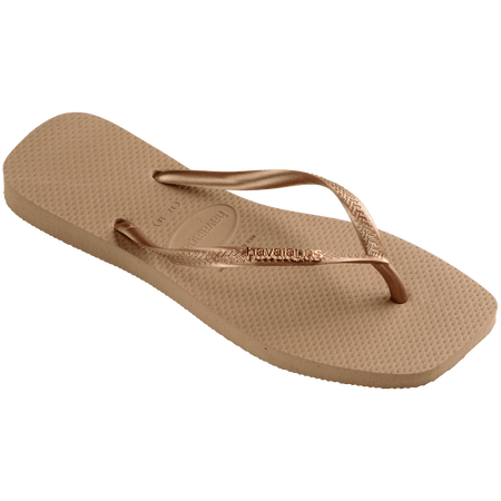 Women's Slim Square Logo Metallic Flip Flops