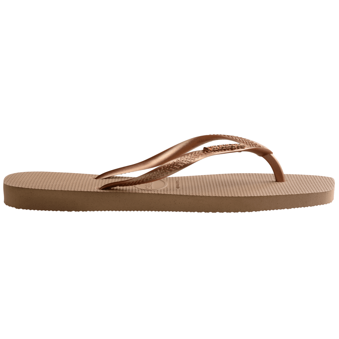 Women's Slim Square Logo Metallic Flip Flops