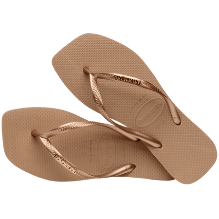 Women's Slim Square Logo Metallic Flip Flops