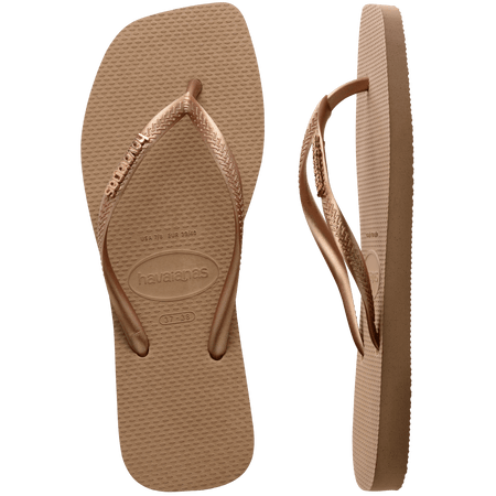 Women's Slim Square Logo Metallic Flip Flops