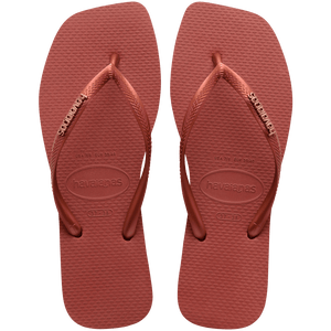 Women's Slim Square Logo Metallic Flip Flops