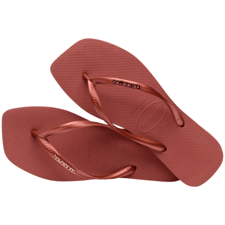 Women's Slim Square Logo Metallic Flip Flops