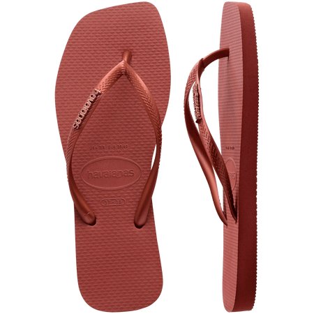 Women's Slim Square Logo Metallic Flip Flops