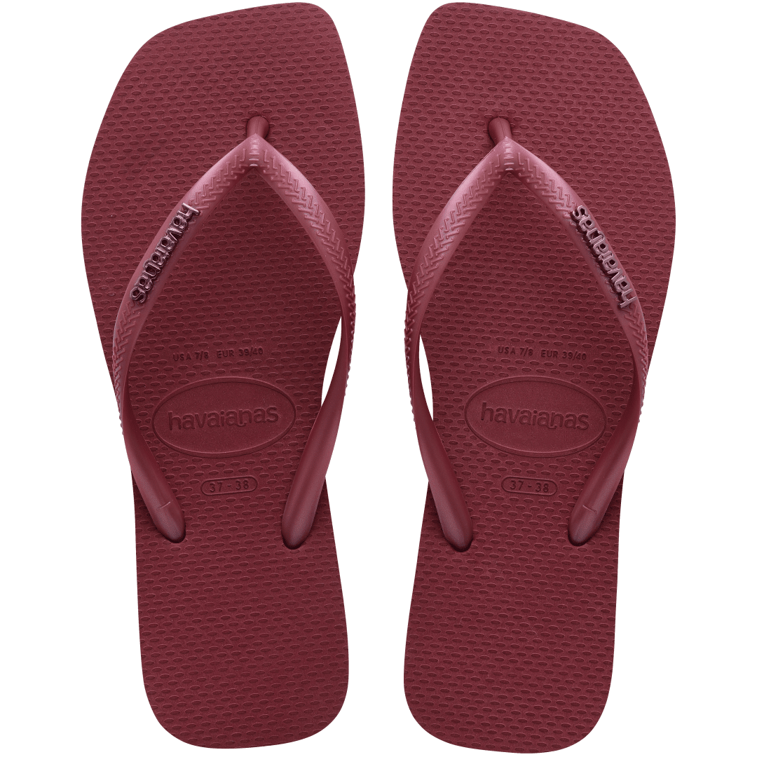 Women's Slim Square Logo Metallic Flip Flops