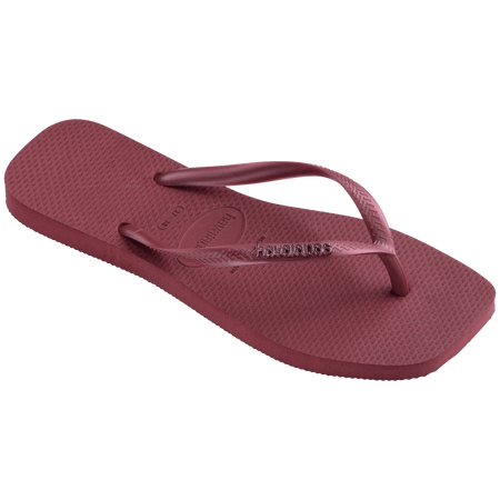 Women's Slim Square Logo Metallic Flip Flops